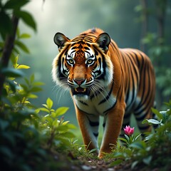 Obraz premium Majestic Tiger in Lush Jungle