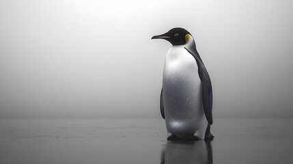 Fototapeta premium A Sleek Penguin Captivatingly Framed Against a Minimalistic Background, Highlighting Its Striking Monochrome Colors and Elegant Form