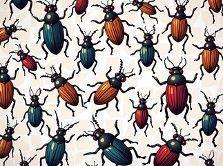 Pop Art Geometric Insect Pattern Background