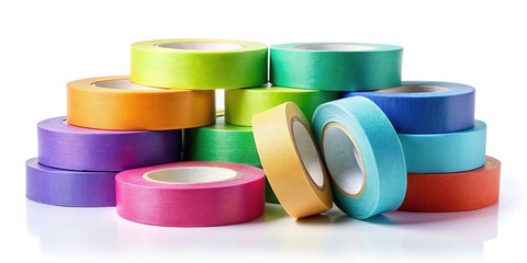 Professional studio photography: colorful masking tape rolls.