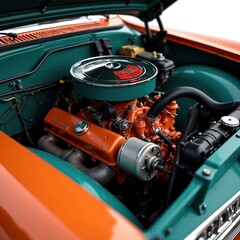Fototapeta premium Retro Station Wagon Engine Bay - Detailed & Bright