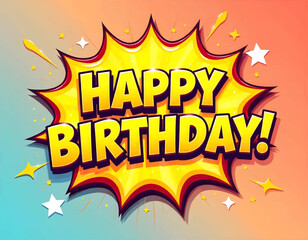 Happy birthday party, pop art comic red pink Birthday Party design, party card banner template vector 
