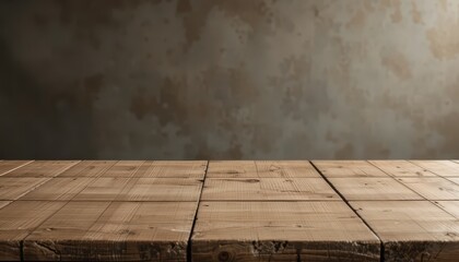 Wooden Table Surface with Textured Background in Soft Lighting