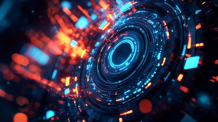 Obraz premium Vibrant digital patterns create mesmerizing effects in futuristic design