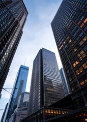 Looking up at skyscrapers on bay street downtown toronto toronto ontario skyscraper city building skyscraper downtown business architecture cityscape