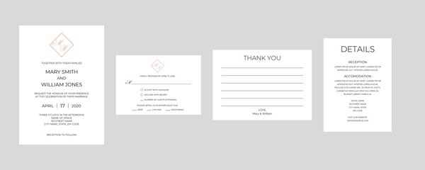 Wedding Invitation Suite Rsvp Thank You Details Template