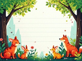 Obraz premium Whimsical Forest Animal Notebook Pages Tear-Offs