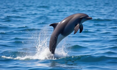 Dolphin leaping from the ocean waves
