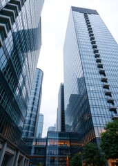 Obraz premium Modern skyscrapers with glass facade and futuristic design skyscraper city building skyscraper downtown business architecture cityscape