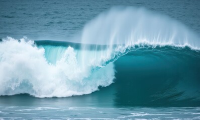 Majestic wave crashing on a serene shore