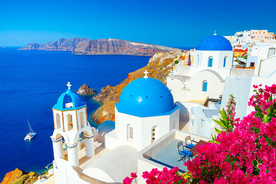 View of Oia the most beautiful village of Santorini island in Greece