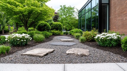 Obraz premium Modern garden path with landscaping