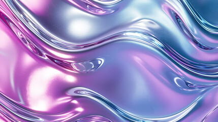 Fototapeta premium Abstract chrome wave patterns create mesmerizing reflection of colors