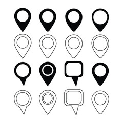 Map Location Icons – Black and White GPS Marker Vector Pack
