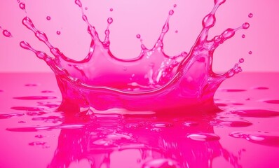 Bright pink water splash on surface