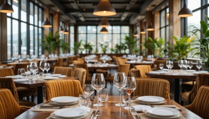 Fototapeta premium Elegant Dining Room with Modern Decor and Natural Light