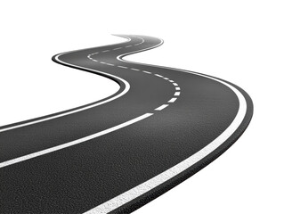 Isolated Curvy Road on White