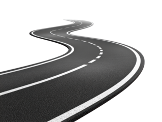 Isolated Curvy Road on White