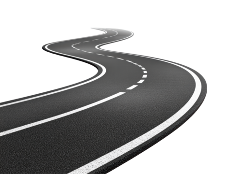 Isolated Curvy Road on White