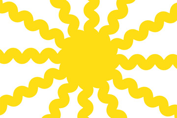 Groovy retro abstract sun backgrounds. Organic doodle shapes in trendy naive hippie 60s 70s style. Contemporary poster print banner template. Vertical Wavy vector illustration in yellow colors.