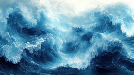 Watercolor wallpaper of whimsical abstract waves in soothing shades of teal and aquamarine