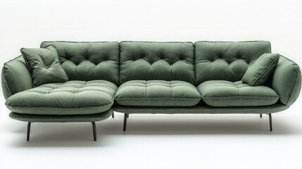 Modern sectional sofa, studio shot, neutral background. Furniture design, contemporary style