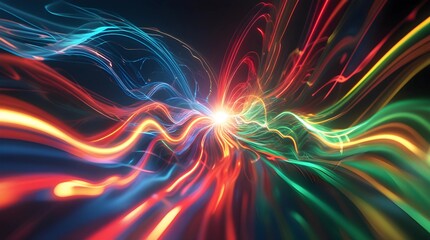 Vivid Energy Waves in Abstract Motion &ndash; AI Generated