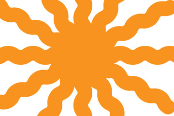 Groovy retro abstract sun backgrounds. Organic doodle shapes in trendy naive hippie 60s 70s style. Contemporary poster print banner template. Vertical Wavy vector illustration in yellow colors.