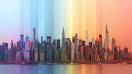 Obraz premium New York City Skyline Time-Lapse Color Transition
