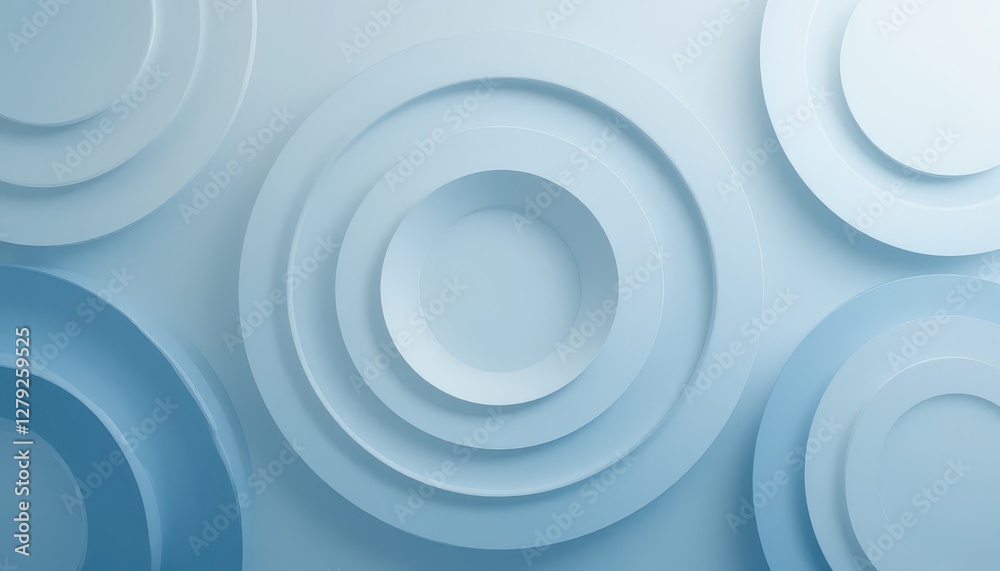 Poster abstract blue circular patterns on gradient background for design