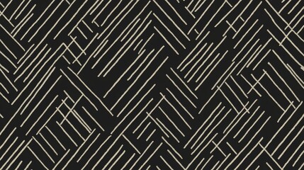 Abstract Geometric Pattern: Beige Lines on Black Background