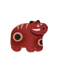 super cute Japan travel theme icons hand-drawn cultural trendy minimalist Japanese aesthetic illustration set new year traditional decoration celebration ornaments akabeko red cow folk toy     