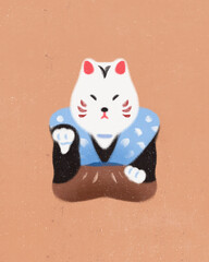 super cute Japan travel theme icons hand-drawn cultural trendy minimalist Japanese aesthetic illustration set new year traditional decoration celebration ornaments gifts kitsune fox spirit    