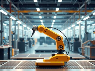Futuristic robotic arm performing tasks in smart industry 40 setting, with artificial intelligence capabilities, cobot, digital innovation, futuristic