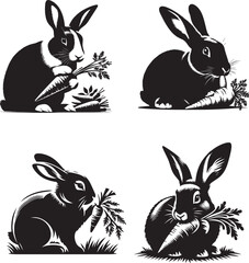 Silhouette of a Rabbit Eating a Carrot