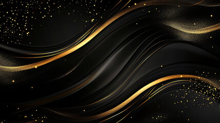 Dark elegant waves with golden accents and sparkling details