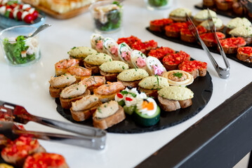 Delicious buffet assortment of canapes perfect for a festive gathering at a lively event space in the heart of the city