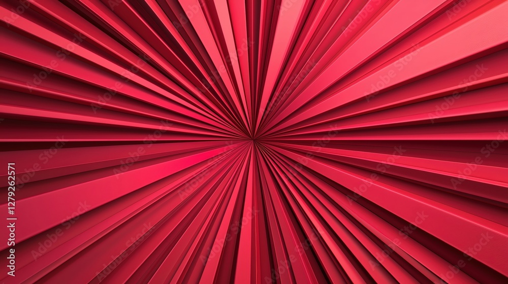 Poster vibrant red abstract pattern with dynamic lines converging at the center for artistic designs.