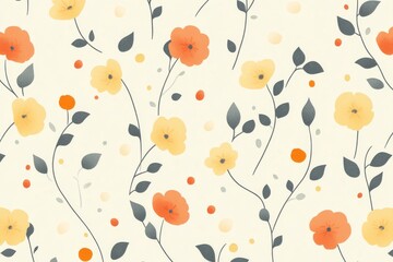 Fototapeta premium Elegant Floral Pattern: A Seamless Design of Delicate Blooms and Leaves