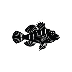 Hawkfish Silhouette Vector Art and Hawkfish Fish Black Color Design - Elegant Marine Illustration