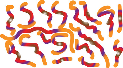 3d set Brushstroke multicolor gradient texture brush ribbon isolated on white. abstract colorful wave flow design elements. Vector illustration