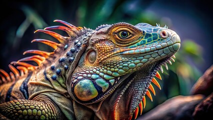Fototapeta premium Minimalist Rare Iguana Photography, Abstract Reptile Art, Nature Wildlife