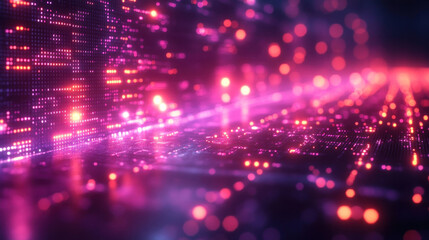 Fototapeta premium Futuristic wallpaper featuring sleek glowing grid patterns in neon purple and silver