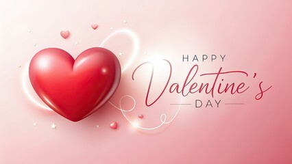 Minimalist Valentine's Day Banner AI Art, Romantic Design, Love, Hearts