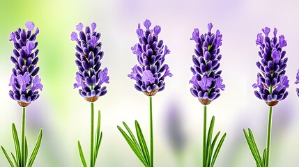 Obraz premium Close Up of Lavender Flowers in a Row Against a Softly Blurred Background