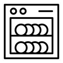 Dishwasher Vector Line Icon Design