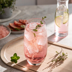 mojito cocktail on wooden table