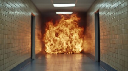 Fire in Hospital Corridor - Emergency Response - Possible Use for Training
