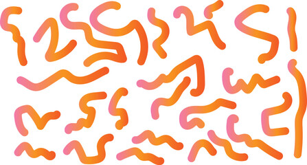 Brushstroke multicolor gradient texture brush ribbon isolated on white. wavy colorful curly brush paint stroke, watercolor trace or abstract colorful smear, felt-tip pen background backdrop