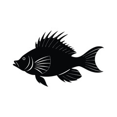 Hogfish Silhouette Vector Art Illustration and Black Color Hogfish Fish Design
